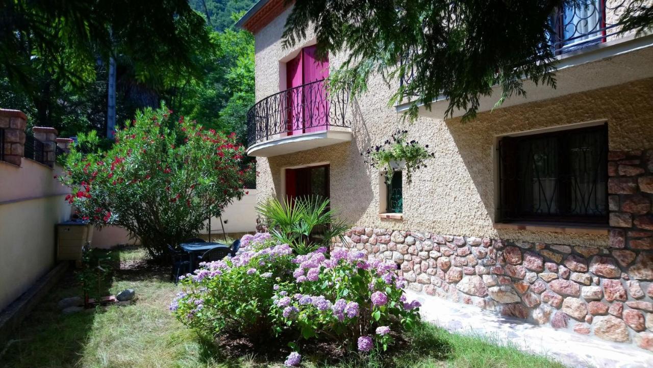 F2 de 45 m2 avec jardin au rdc dans villa chiens OK à 5 min à pied des Thermes de Vernet-les-Bains, location de samedi à samedi Exterior foto